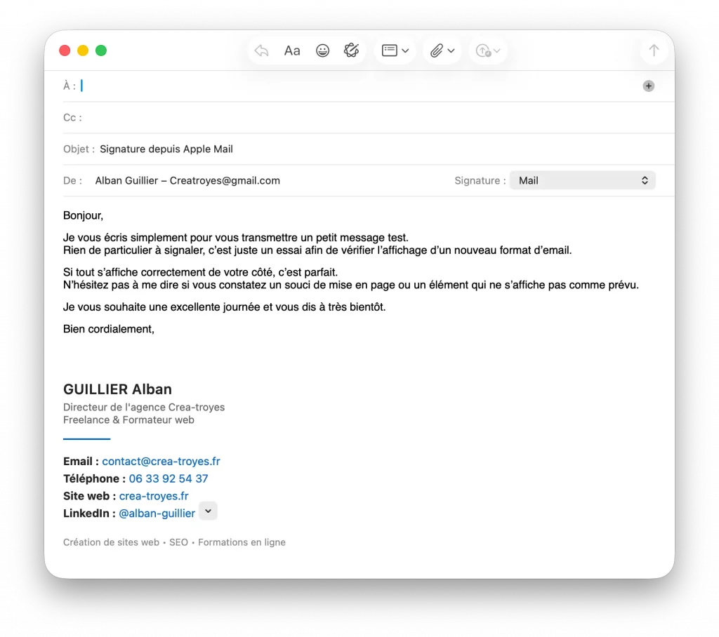 Signature HTML pour Apple Mail version professionnelle