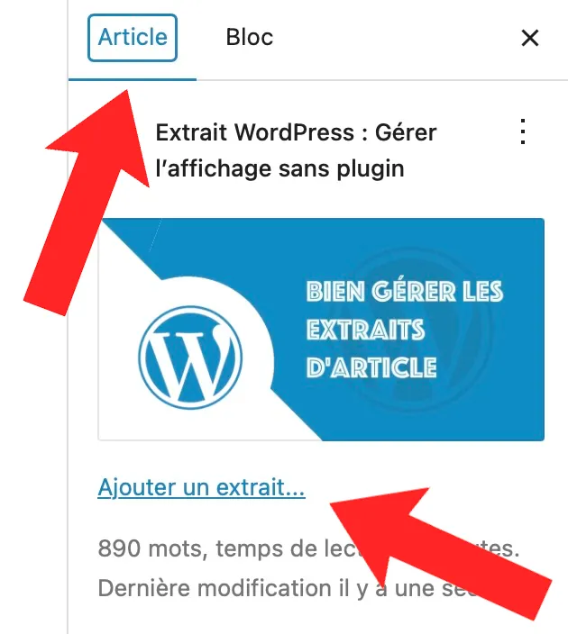 Extrait WordPress - Excerpt