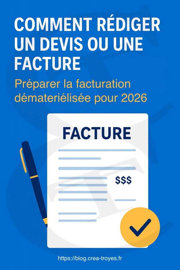 COMMENT RÉDIGER UN DEVIS OU UNE FACTURE
Préparer la facturation démateriélisée pour 2026
