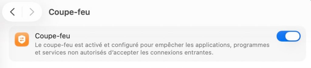 Coupe-feu ou pare-feu Mac Apple