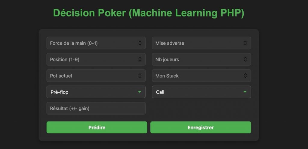Poker machine learning PHP