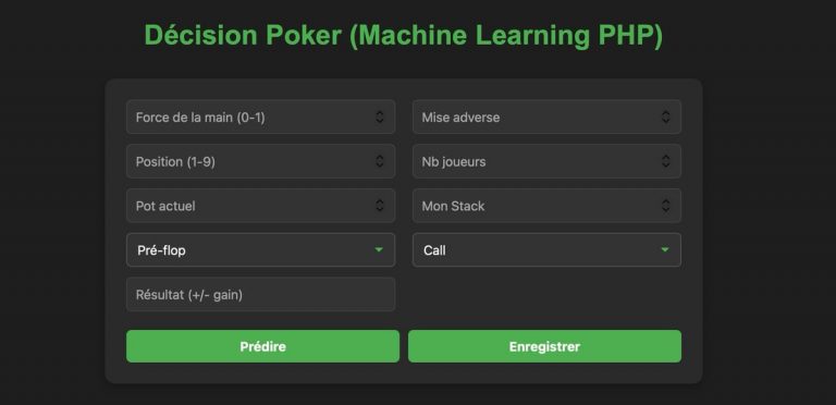Script | Prédire ses décisions au poker | Machine Learning PHP