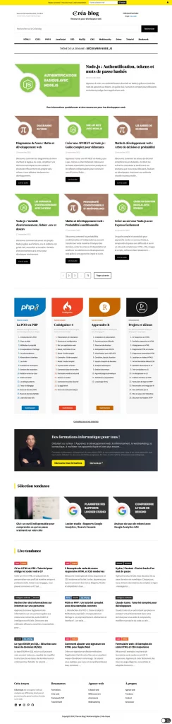 Screenshot du site web Créa-blog