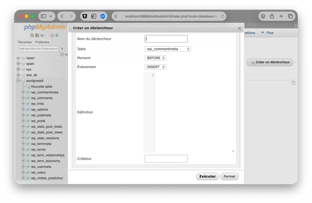 Créer un trigger ou déclencheur depuis PhpMyAdmin