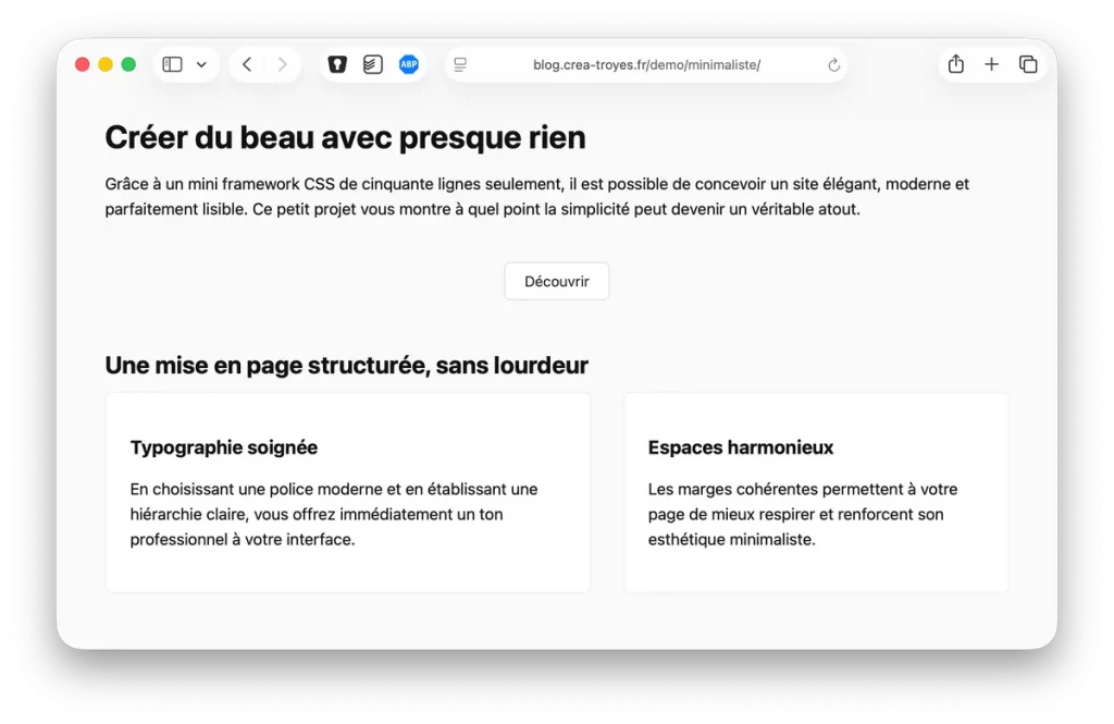 Design minimalmiste en CSS