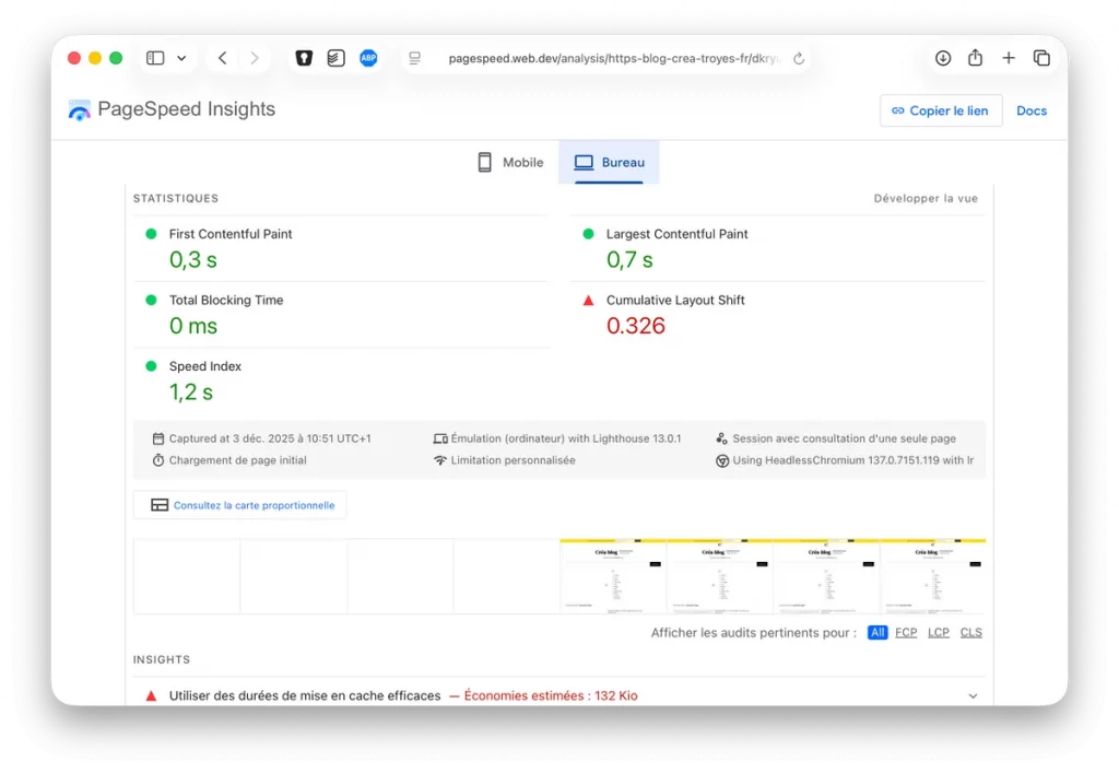 Un score de 100 à PageSpeed Insights