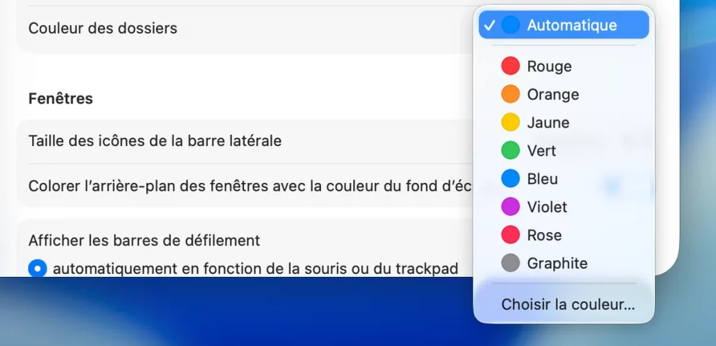 Changer la couleur des dossier macOS Tahoe