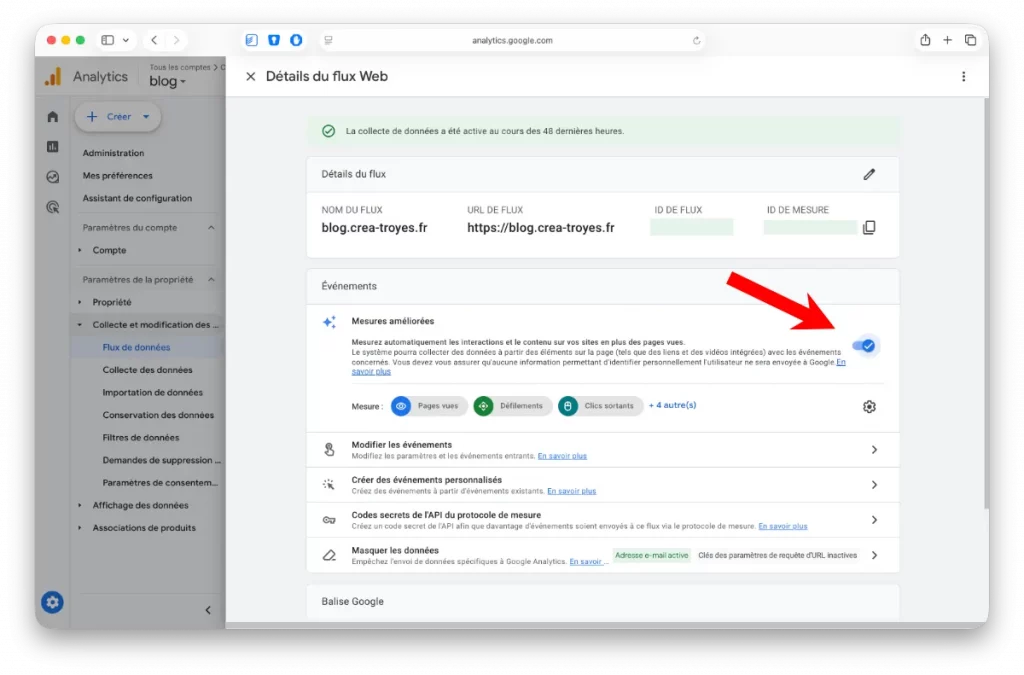 évènement amélioré sur Google Analytics 4