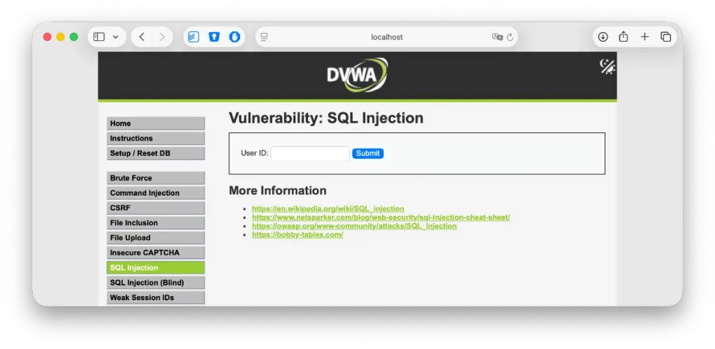 injection SQL avec DVWA