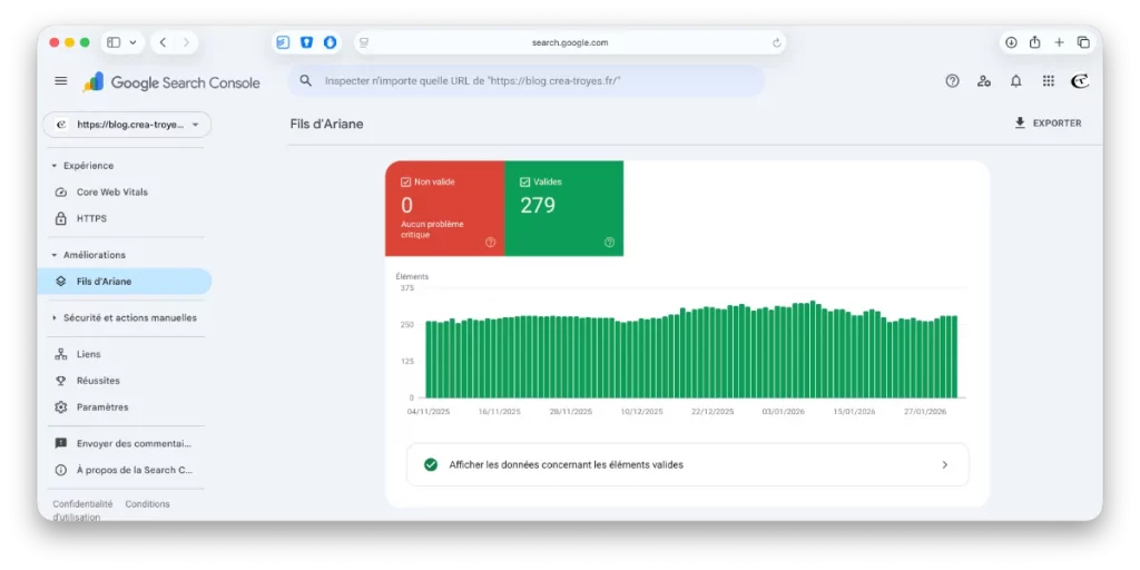 L'onglet amélioration de la GSC