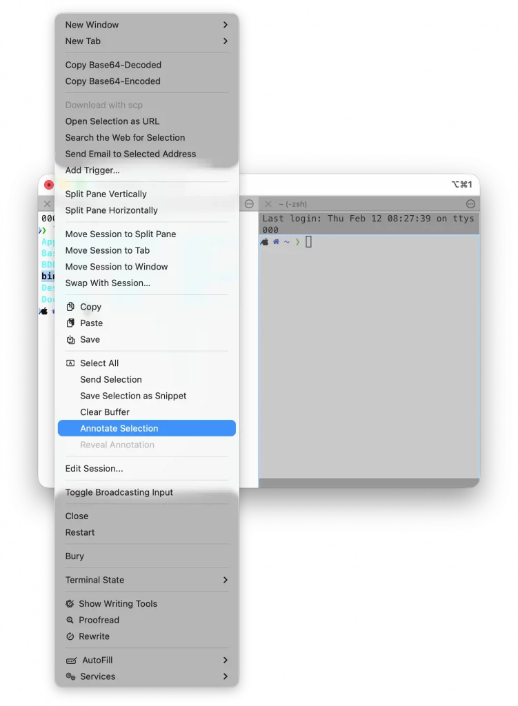 Annotate iTerm2 ou une annotation