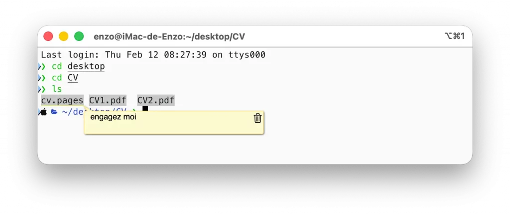 Annotation dans le terminal