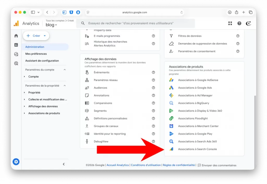 Association GA4 et GSC