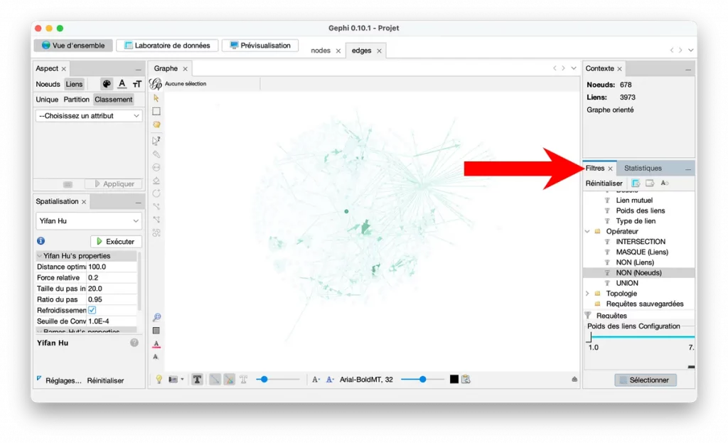 Les filtres dans Gephi