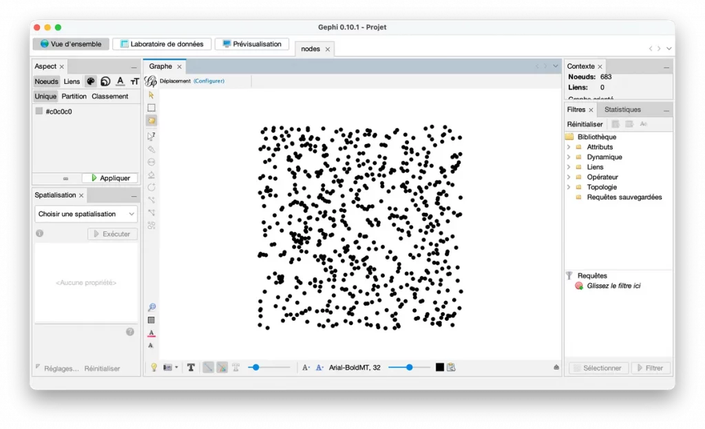 Table des noeuds dans Gephi