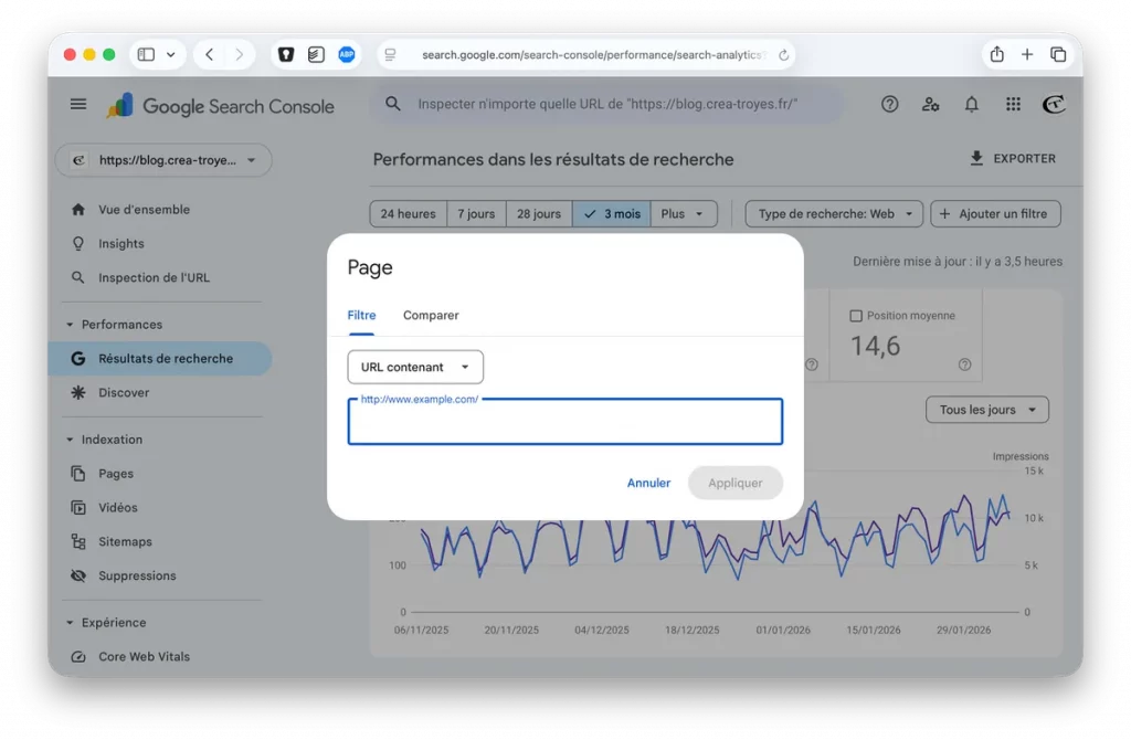 Performances search console