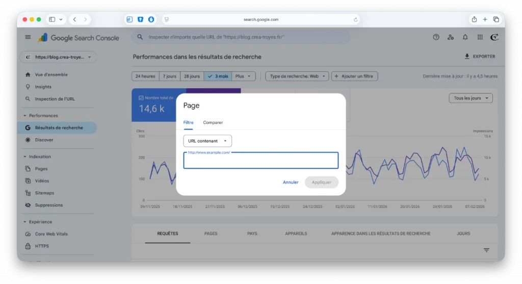Suivre le positionnement d'une page depuis la Search Console