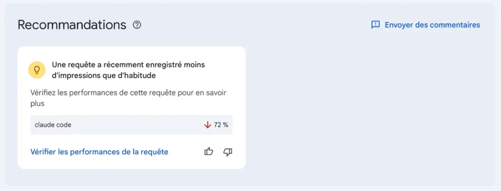 Recommandation de la Search Console