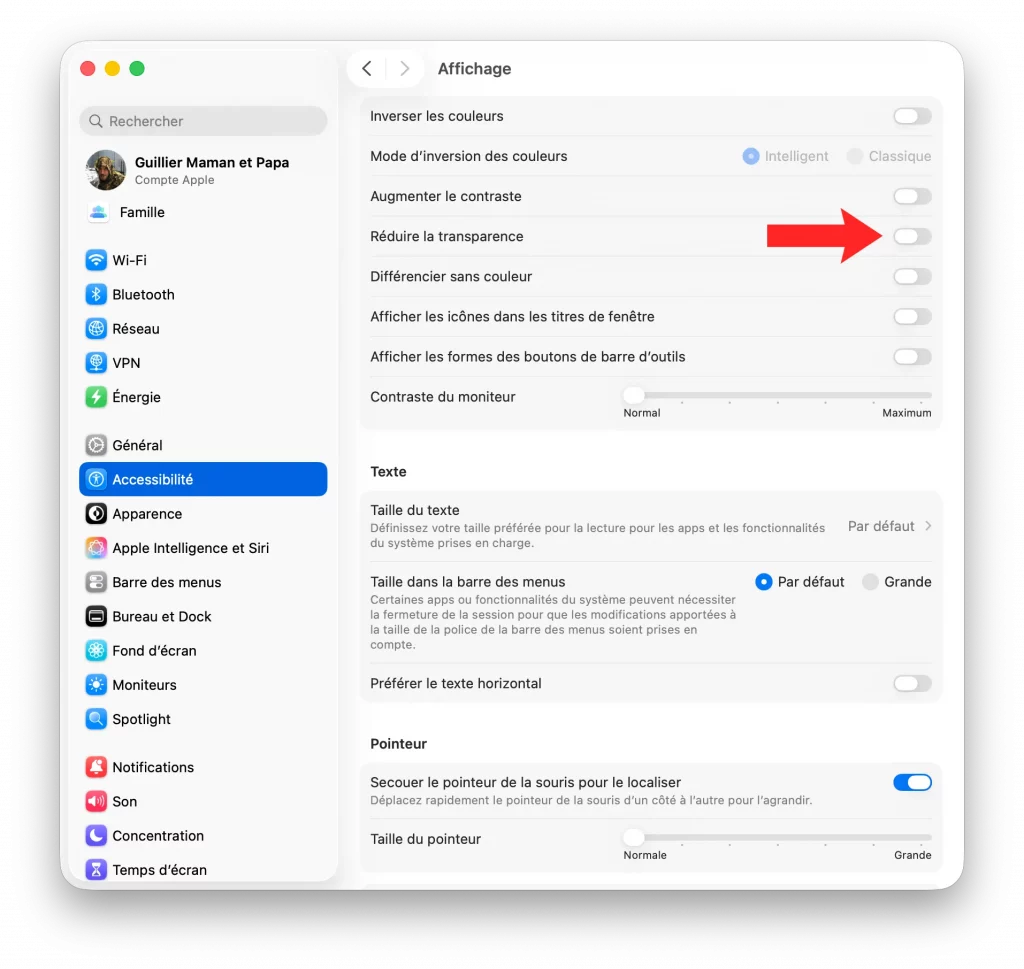 Réduite la transparence de Liquid Glass sur macOS Tahoe 26.3