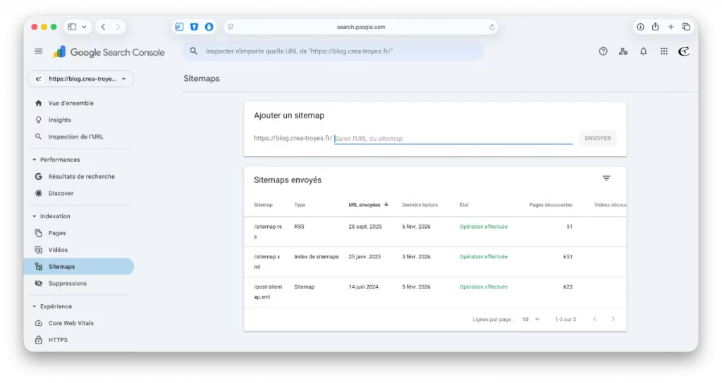 Sitemap depuis la GSC