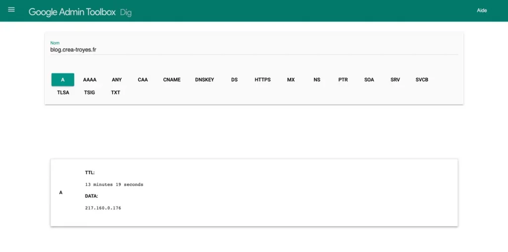 Dig depuis le navigateur