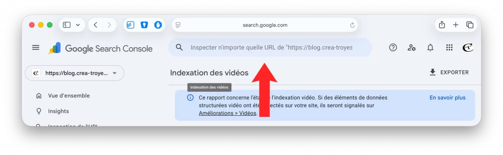 Inspection d’URL dans la Search Console