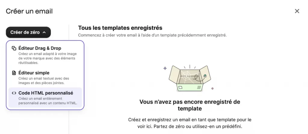 Ajoutez votre template  HTML pour le mailing Brevo