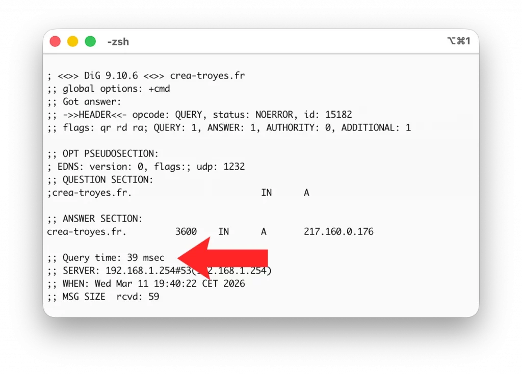 Test de rapidité du serveur DNS