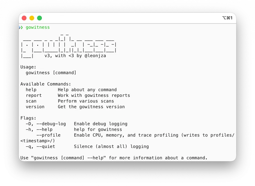GoWitness depuis le terminal