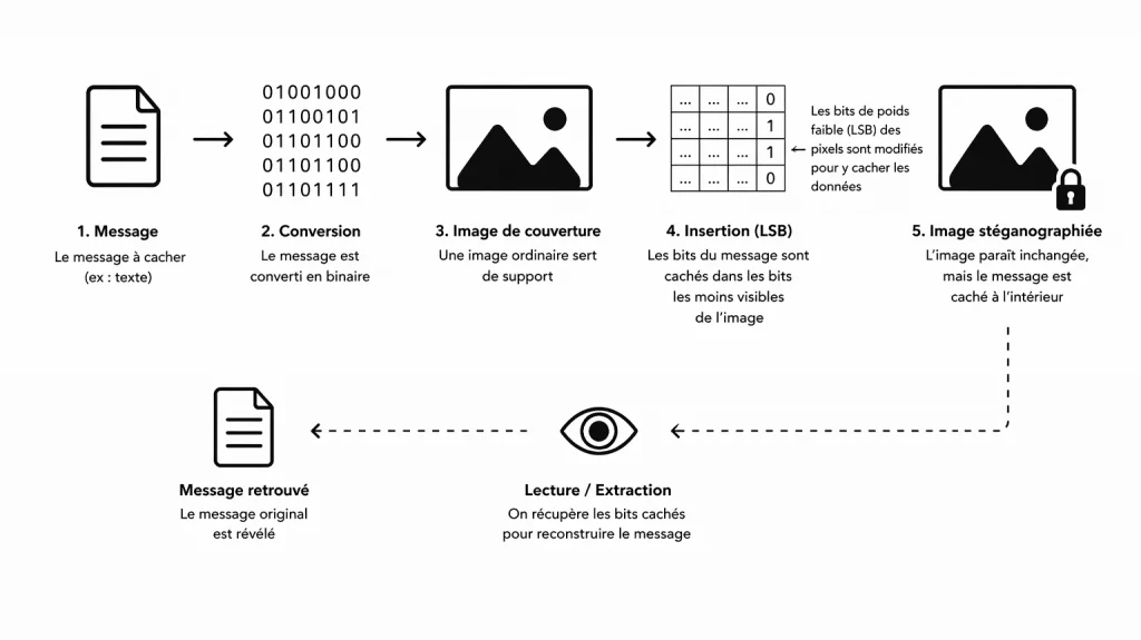 La stéganographie : cacher, lire et détecter des données dans une image 