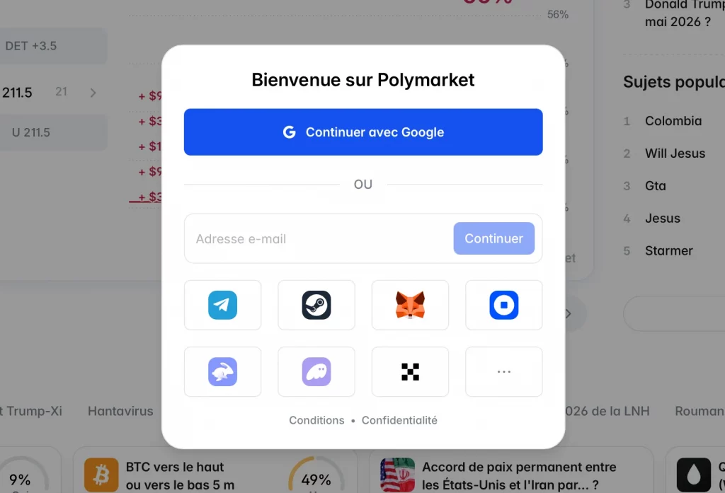 Créer un compte polymarket