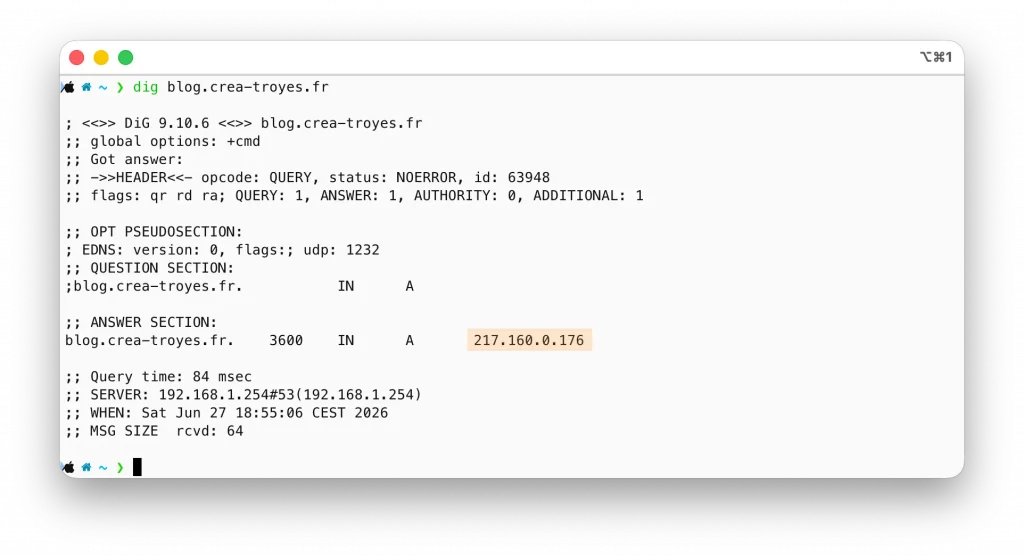 Dig, pour connaitre l'adresse IP d'un site web