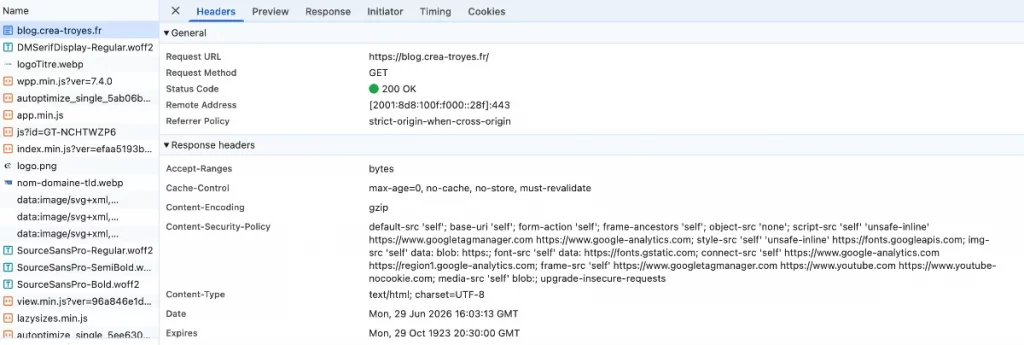 Les en-têtes HTTP depuis le navigateur