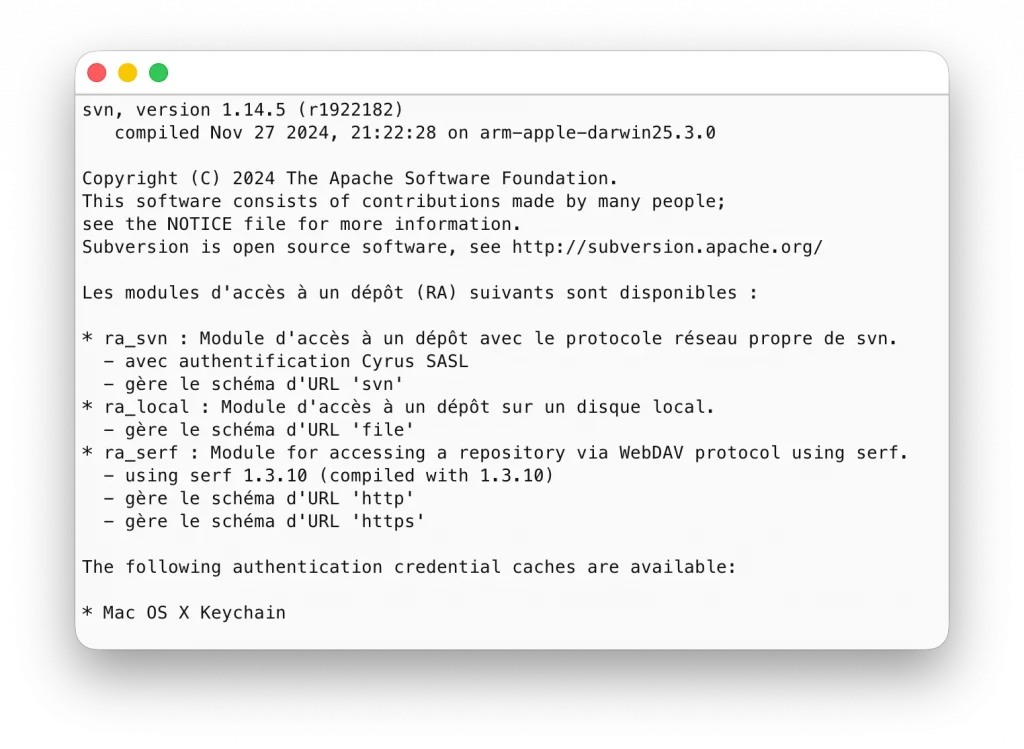 SVN depuis un terminal macOS
