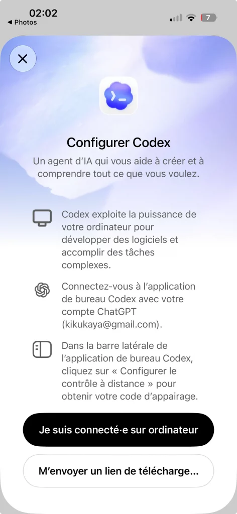Codex sur iPhone