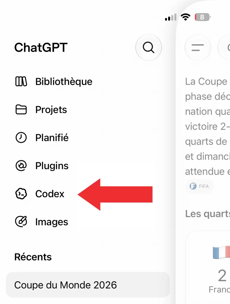 Codex sur iPhone ou codex mobile