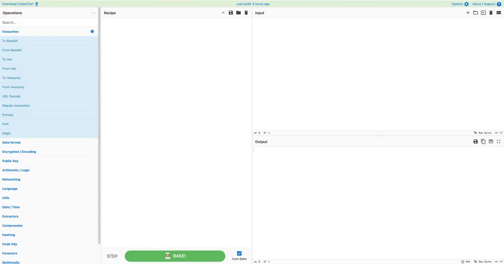 Le site web de CyberChef et son interface