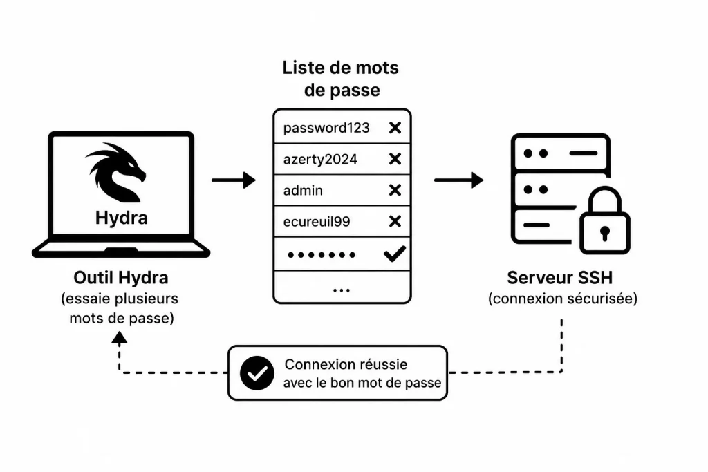 Hacker une connexion SSH avec Hydra et une wordlist