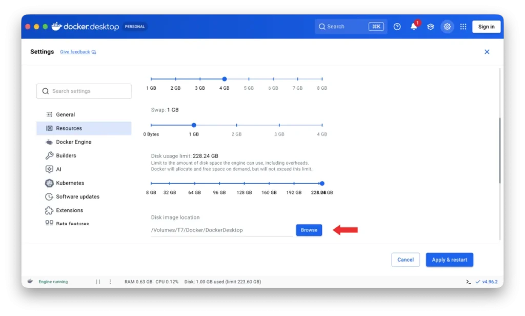 Configurer Docker pour le SSD