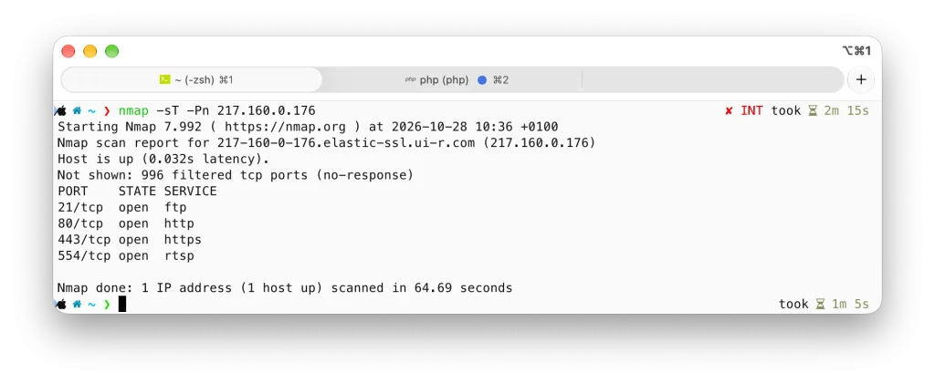 Scan des ports avec TCP Connect de Nmap